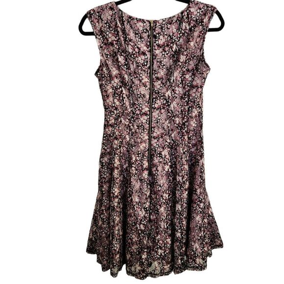 Danny & Nicole Floral Lace Overlay Sleeveless Fit and Flare Swing Dress 4P - Picture 2 of 11